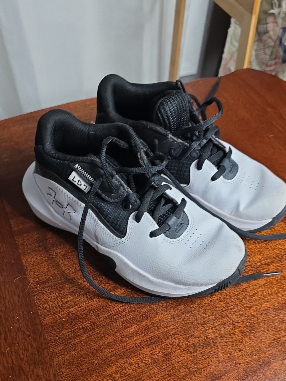 Under Armour Kids Black and White Lace-Up Sneakers